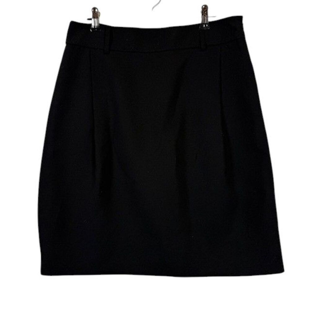 Tory Burch Wool Blend Black Mini‎ Skirt Front Pleats Belt Loops Size 8